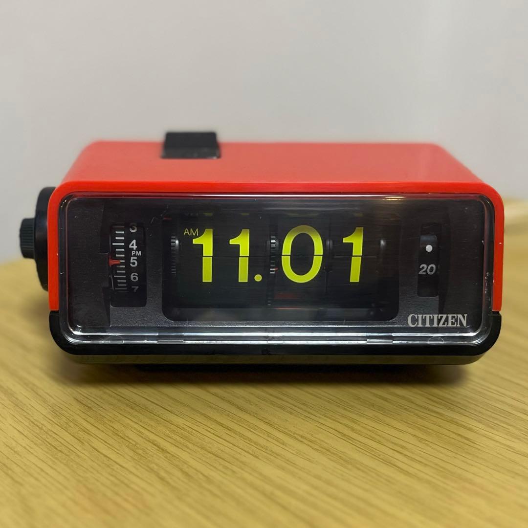 【メンテ済・動作正常】CITIZEN パタパタ時計 ハイリーフ・カーチス 赤黒
