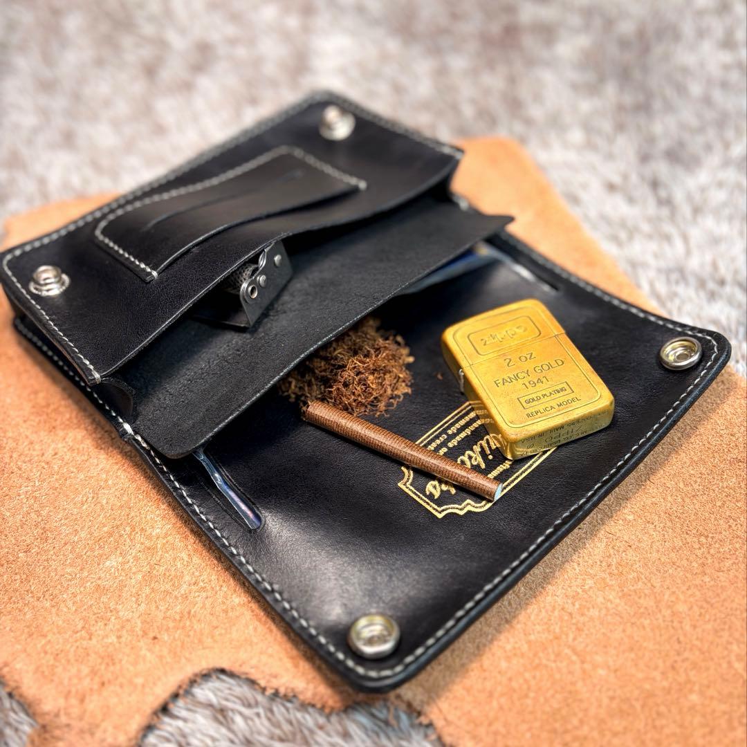 ◎柔らかい二つ折りシャグポーチ.スムース革◎