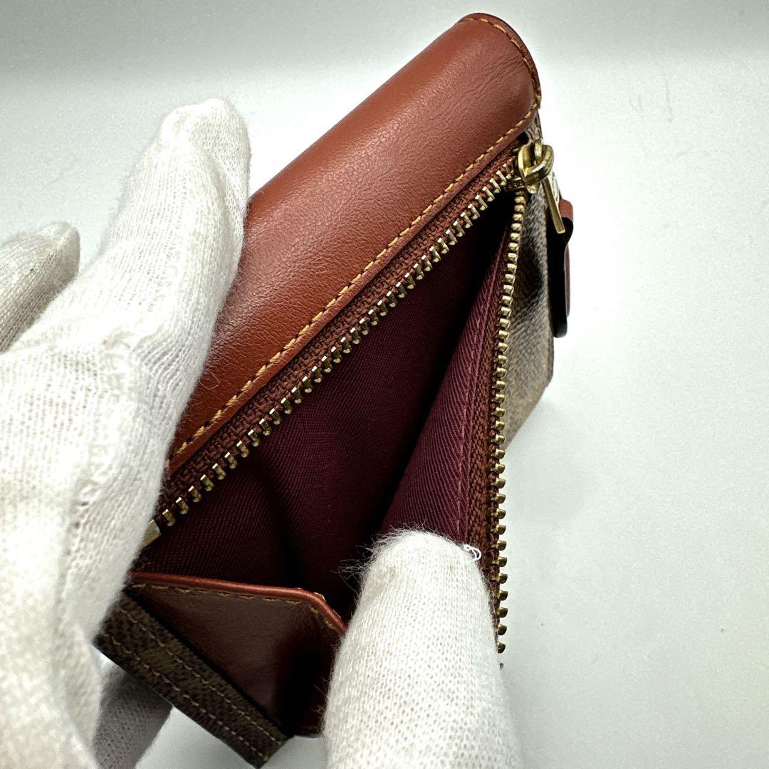 COACH 三つ折り財布 ミニ財布 シグネチャー柄コンビデザイン Cロゴ