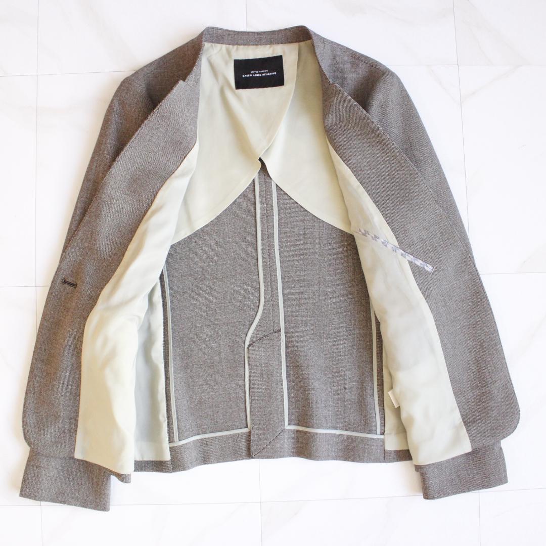 【美品】green label relaxing シャークスキンノーカラースーツ