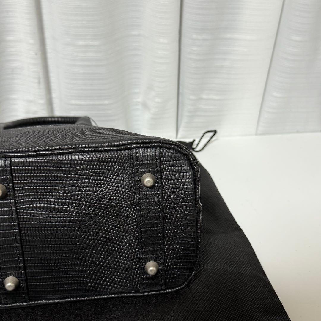 ⭐️新品未使用⭐️　M.U.L.　ハンドバッグ　リザード型押し　2way　ブラック