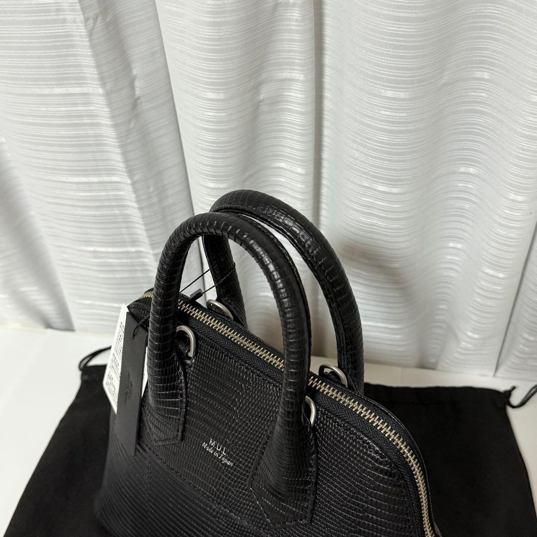 ⭐️新品未使用⭐️　M.U.L.　ハンドバッグ　リザード型押し　2way　ブラック