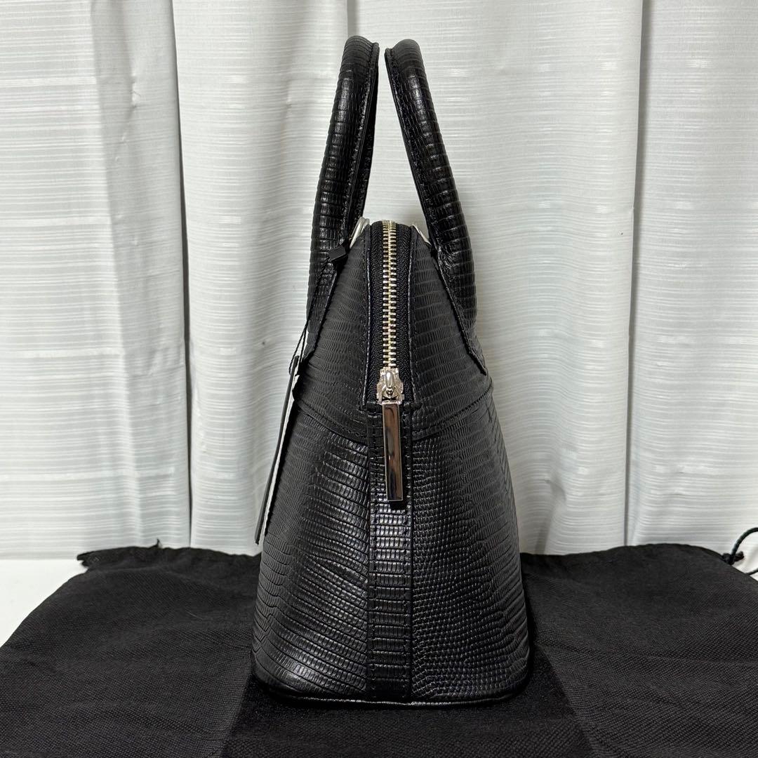 ⭐️新品未使用⭐️　M.U.L.　ハンドバッグ　リザード型押し　2way　ブラック