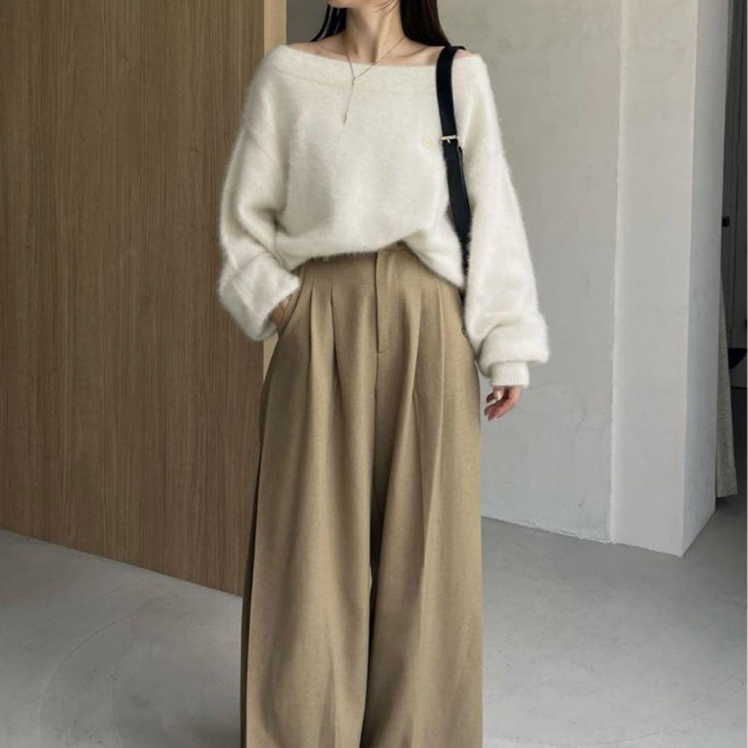 【C.L】 FOXカシミアボートネックニットオフホワイト カプリシュレマージュ