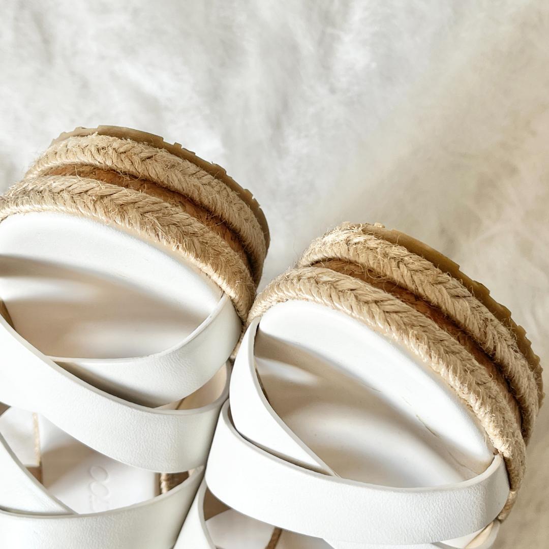 極美品★ジミーチュウ ホワイト クロスストラップ ウエッジソール サンダル 36