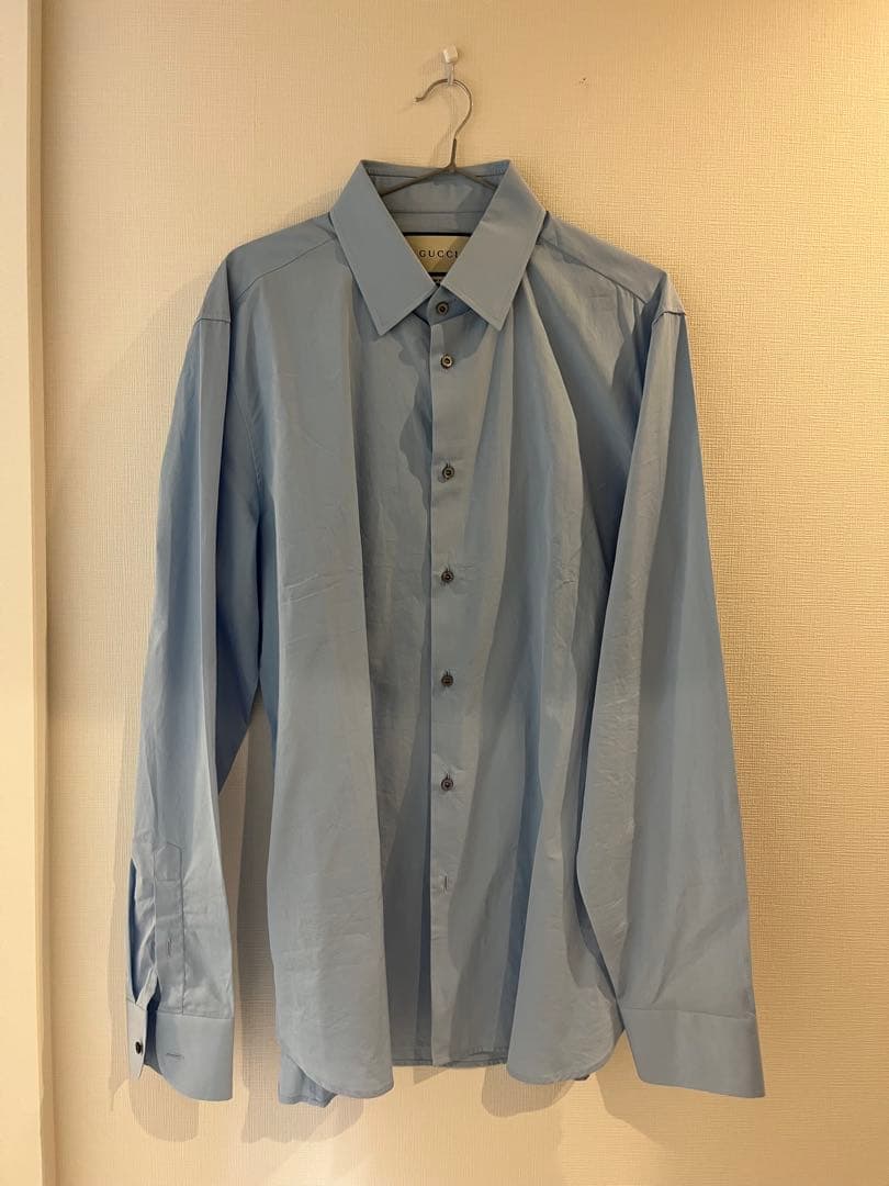 【新品未使用品】定価7万 GUCCI 長袖シャツ ブルー サイズ42