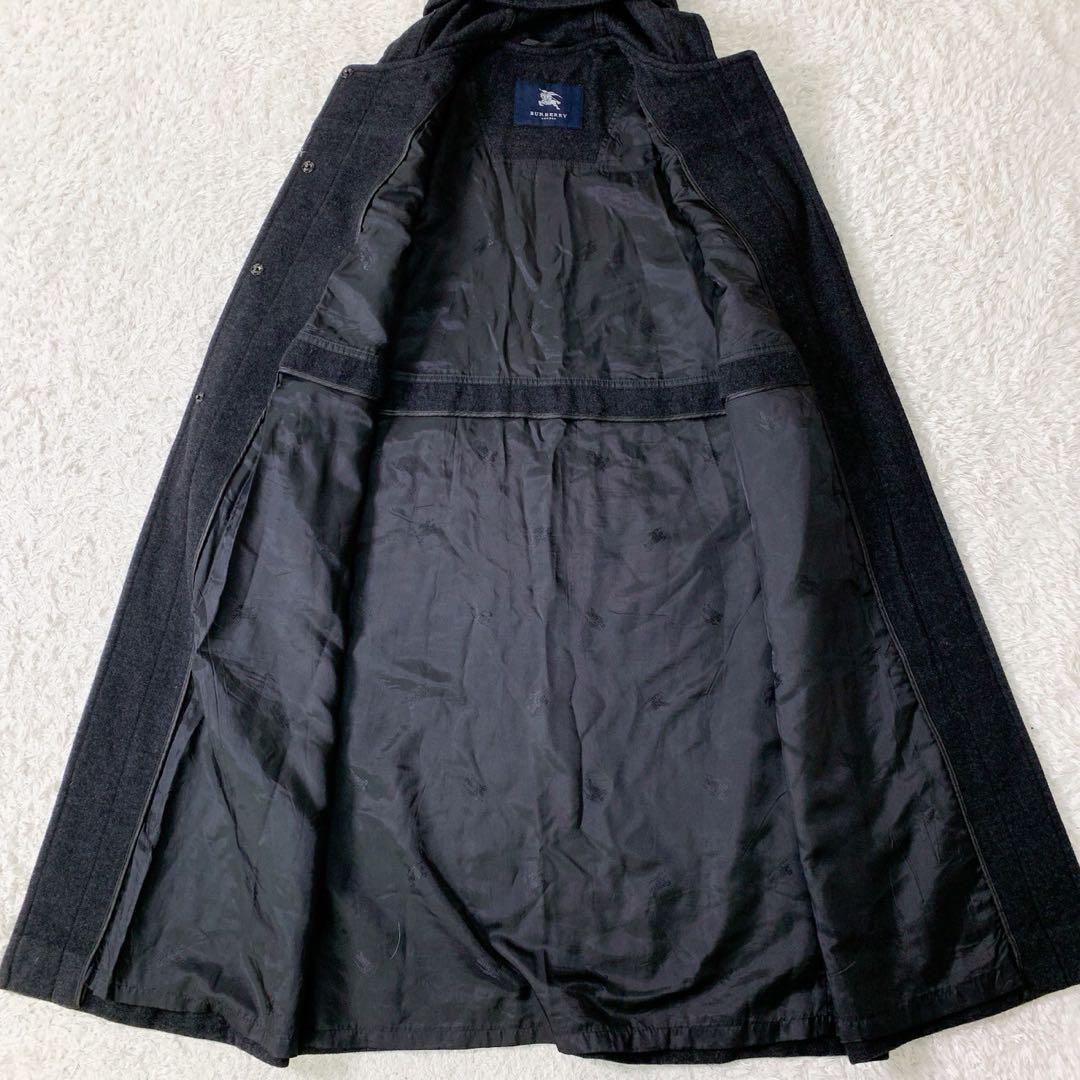 【美品・カシミヤ混】バーバリー ロンドンダッフルコート 黒 フード L〜XL相当