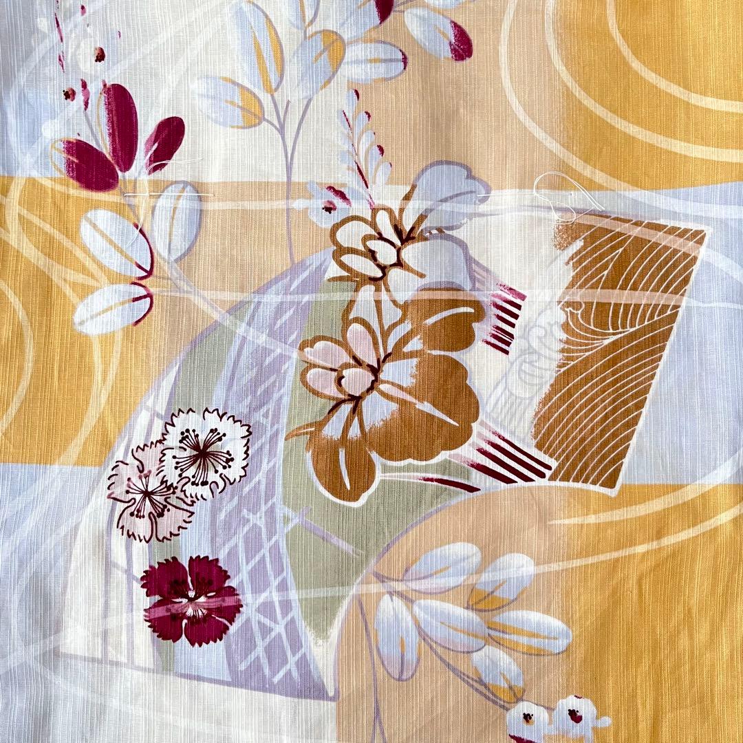 ★新品 3L4L5L 浴衣2点セット utatane からし市松に菖蒲 萩 撫子