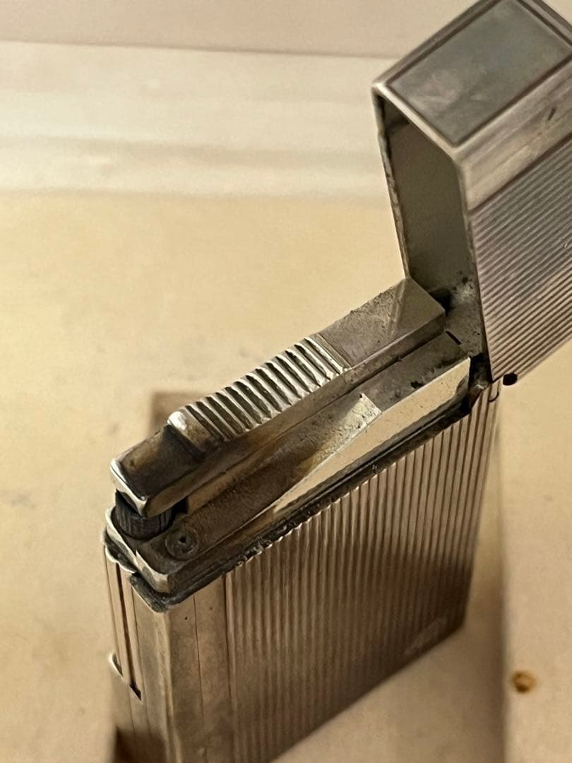 開閉音あり 高音 デュポン ガスライター シルバー ストライプ ライン2s