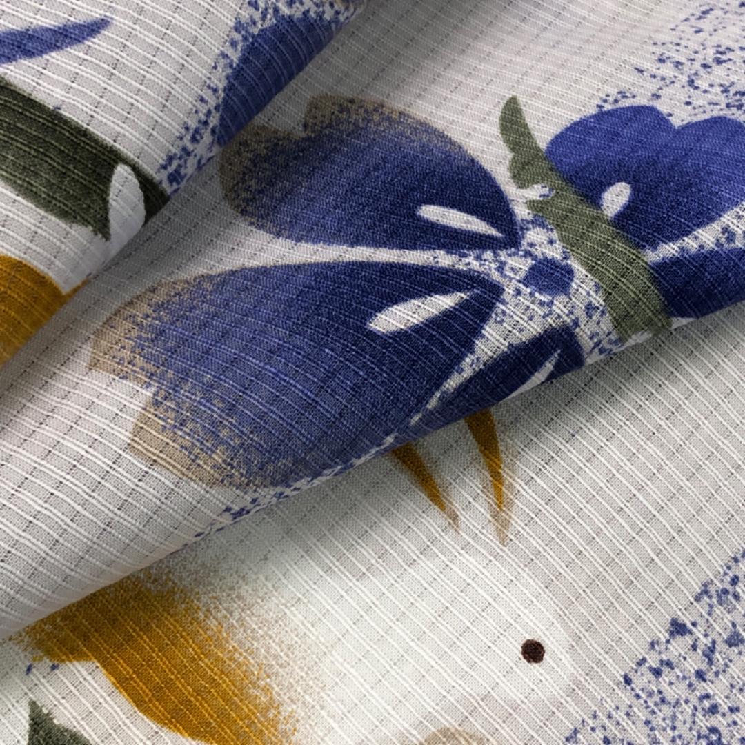 夏着物 浴衣 綿紅梅 兎に雪芝 桜の花 白色 トールサイズ K-5139