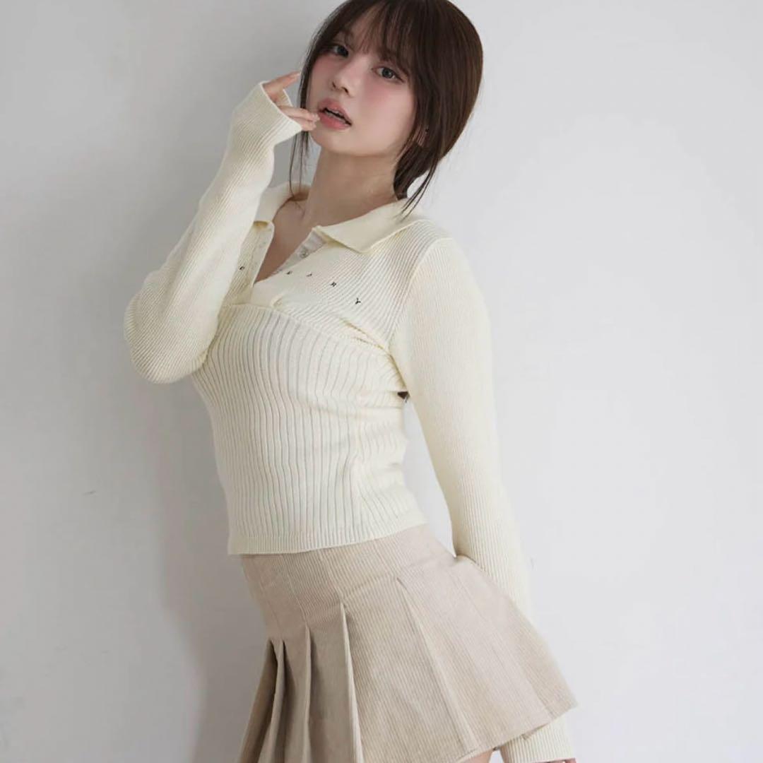 トップス andmary Lindsay logo tops ivory