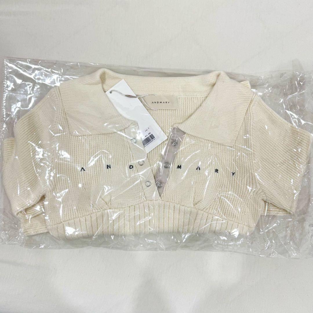 トップス andmary Lindsay logo tops ivory