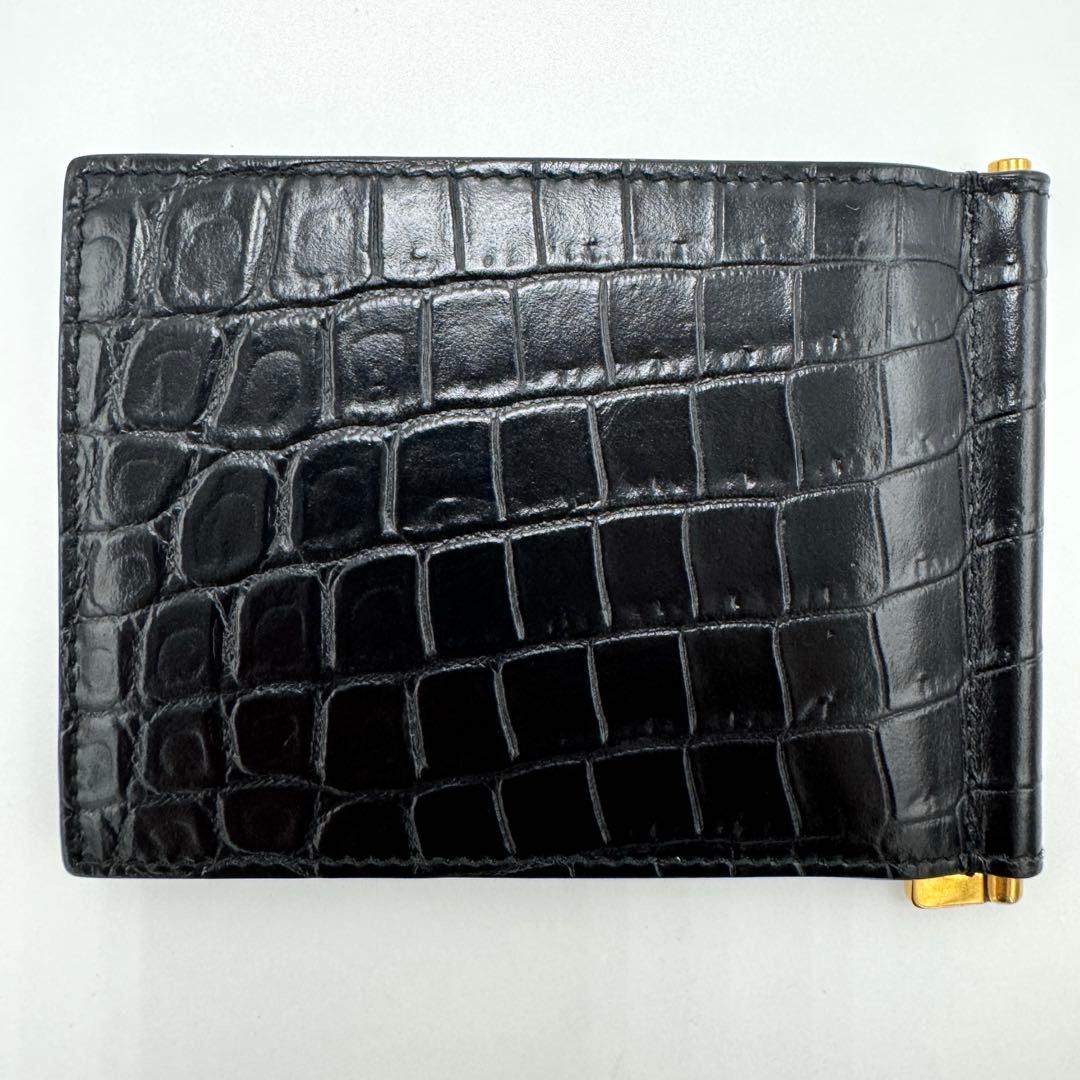 【美品】サンローラン マネークリップ クロコ型押し カサンドラ YSLライン