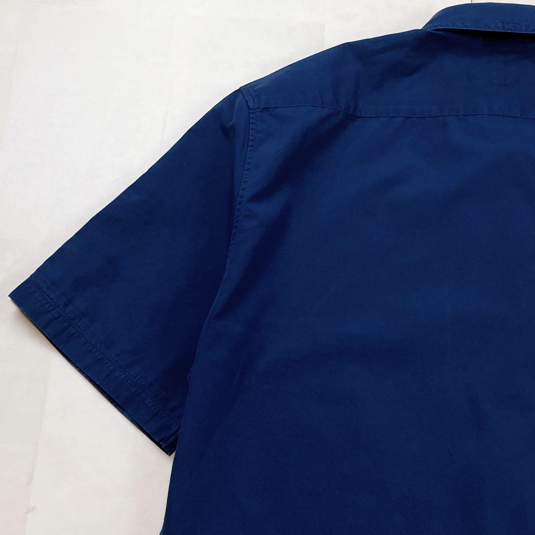 HERMES コットンシャツ 15 3/4 首回り40 ネイビー ボタンダウン