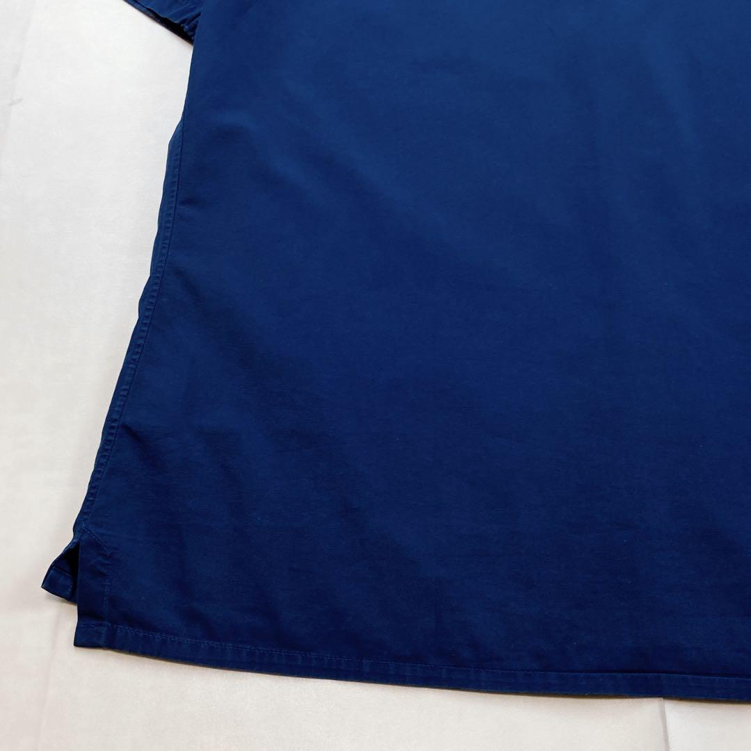 HERMES コットンシャツ 15 3/4 首回り40 ネイビー ボタンダウン