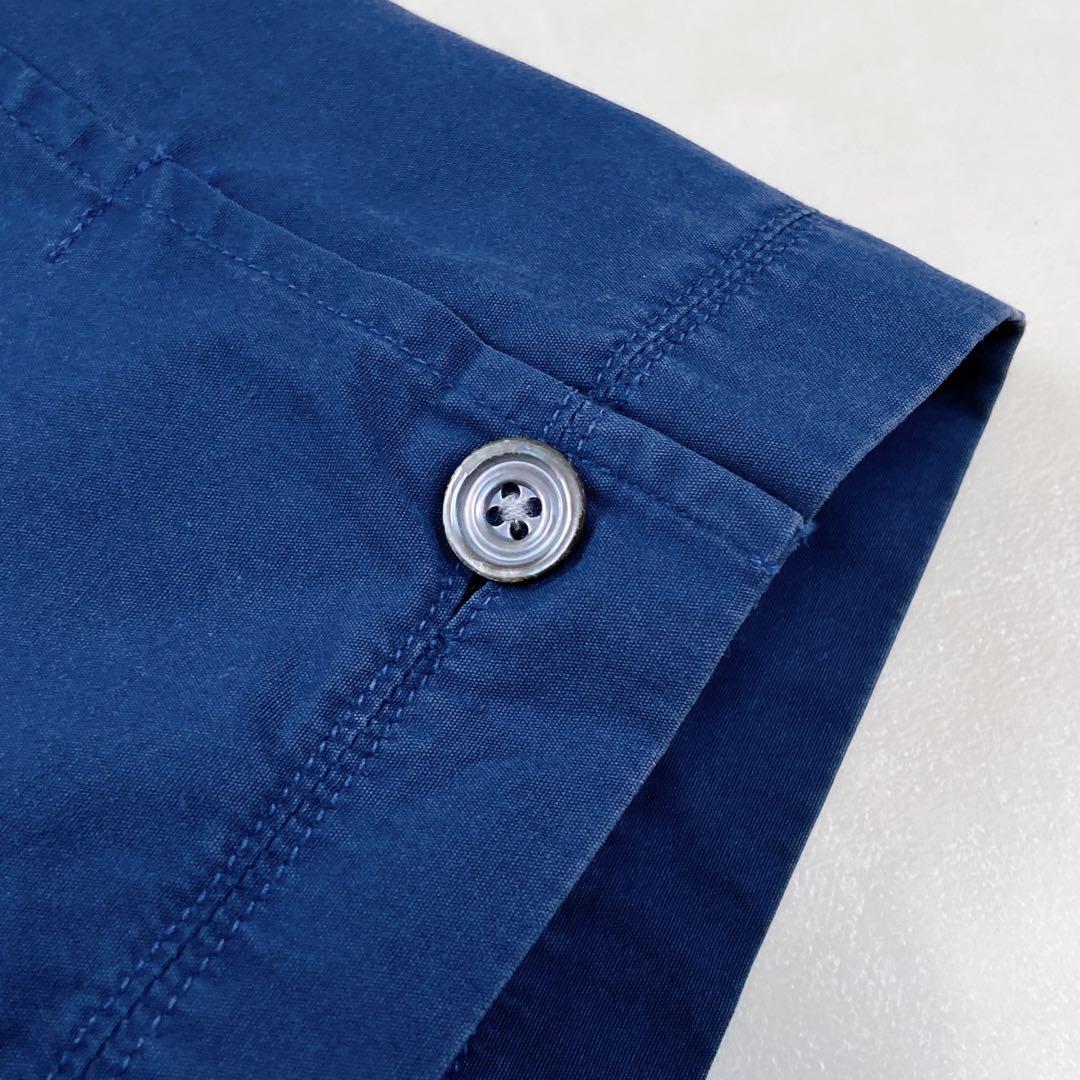 HERMES コットンシャツ 15 3/4 首回り40 ネイビー ボタンダウン