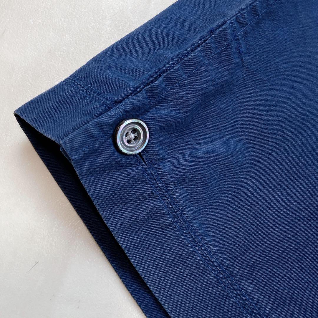 HERMES コットンシャツ 15 3/4 首回り40 ネイビー ボタンダウン