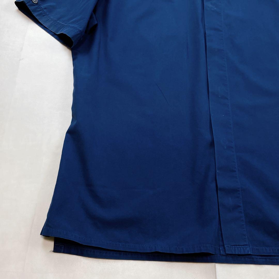 HERMES コットンシャツ 15 3/4 首回り40 ネイビー ボタンダウン