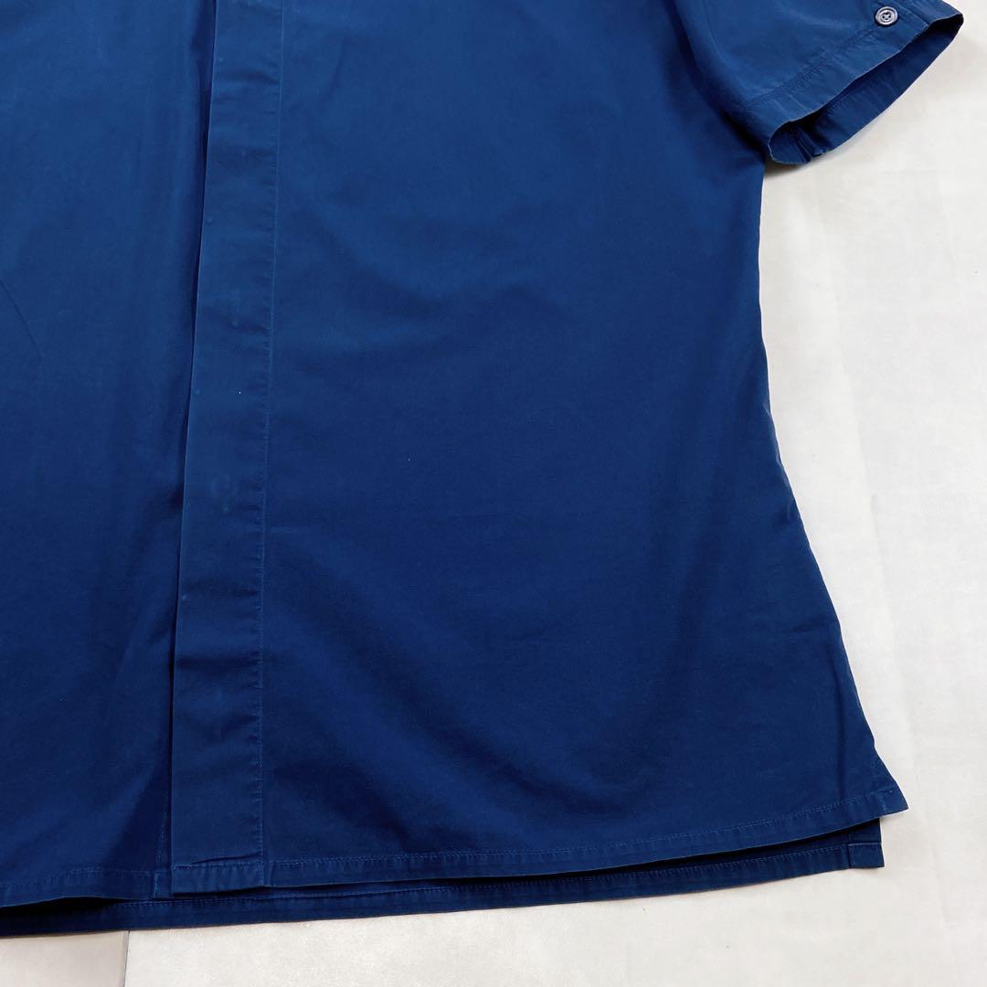 HERMES コットンシャツ 15 3/4 首回り40 ネイビー ボタンダウン