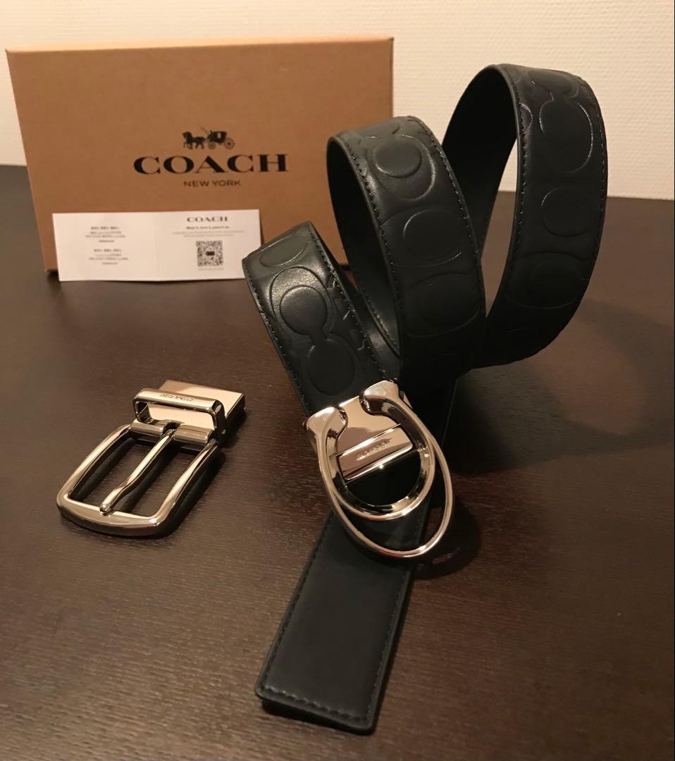 新品COACHコーチシグネチャーフリーサイズリバーシブルベルトギフト箱付き