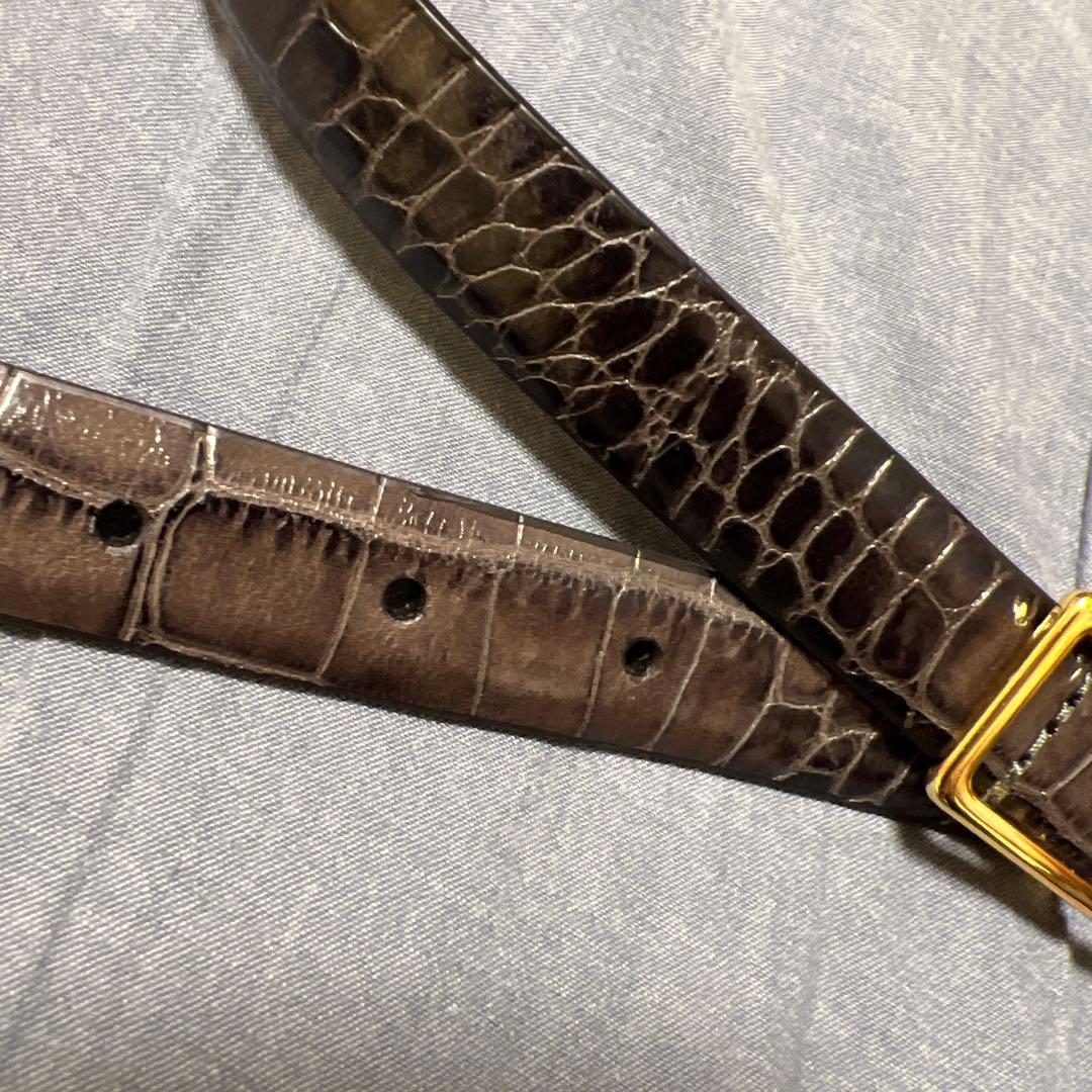 Anderson's / クロコスタンプ レザーベルト　グレー　サイズ80