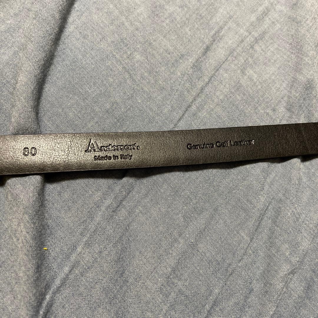 Anderson's / クロコスタンプ レザーベルト　グレー　サイズ80