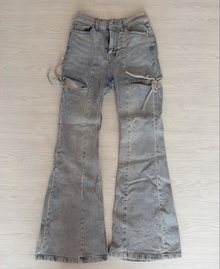 RESEXXY カットアウトリボンデニムパンツ ライトブルー Mサイズ