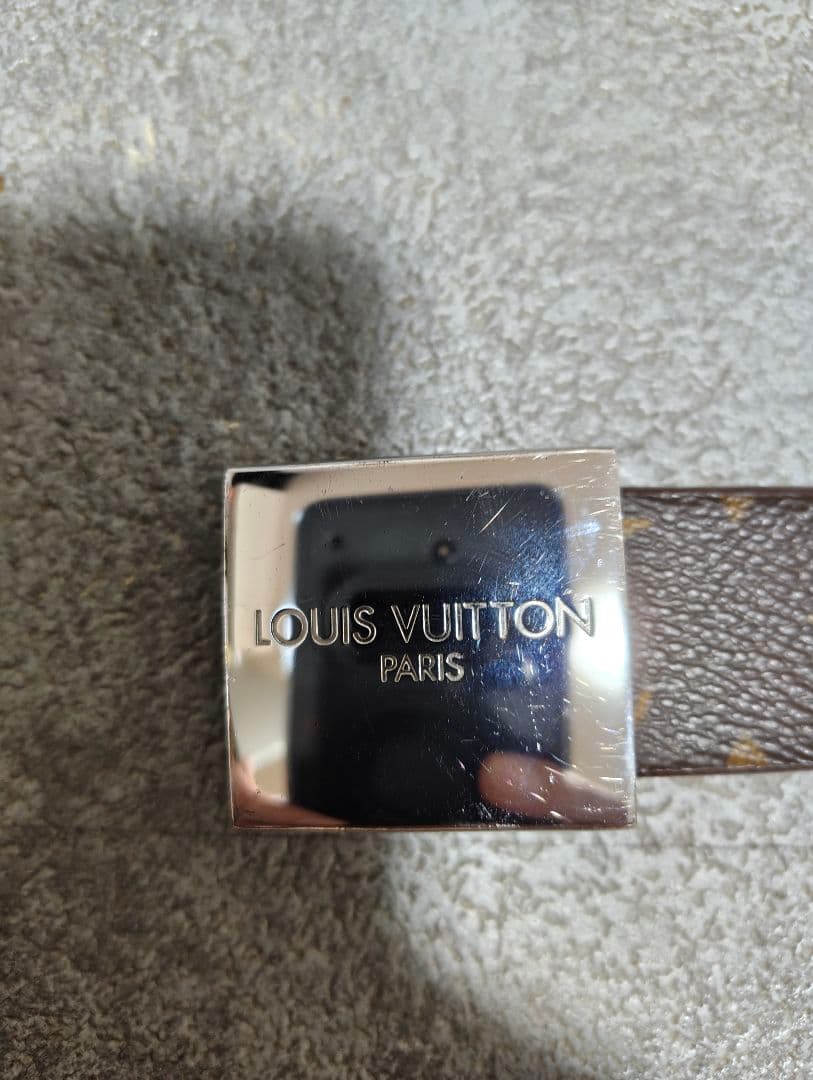 ルイヴィトン モノグラム ベルト シルバー系バックル サイズ90/36 正規品