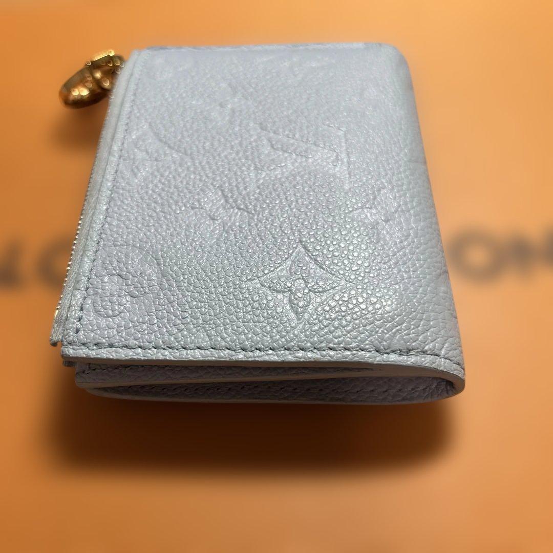 美品★ルイ ヴィトン★ポルトフォイユ・リサ★折り財布★水色ブルーオランプ