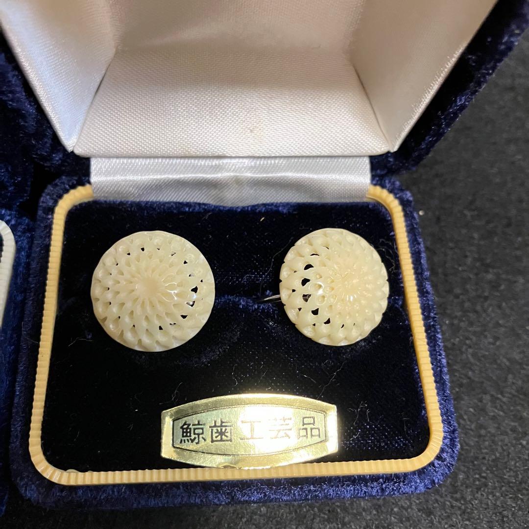 鯨歯工芸品　イヤリング6点セット
