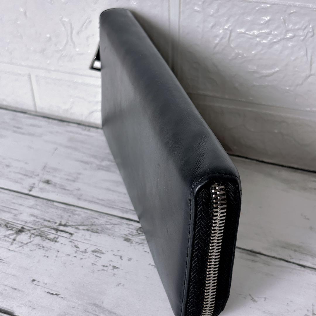 美品 DIESEL ディーゼル レザー 長財布 ラウンドファスナー 黒 Dロゴ