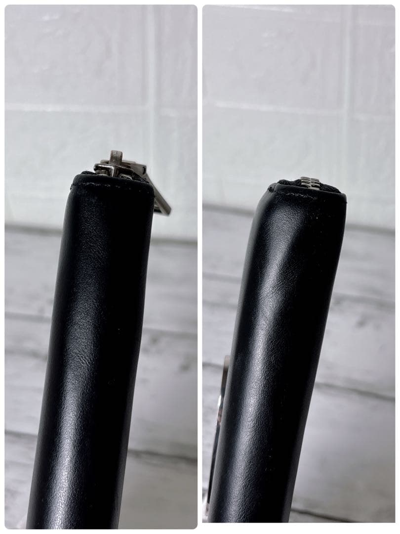 美品 DIESEL ディーゼル レザー 長財布 ラウンドファスナー 黒 Dロゴ