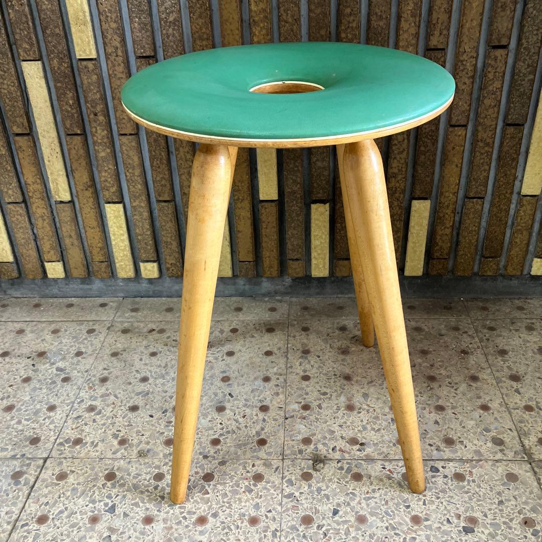A-2 昭和レトロ 天童木工 リングスツール 椅子 古家具 ドーナツ椅子