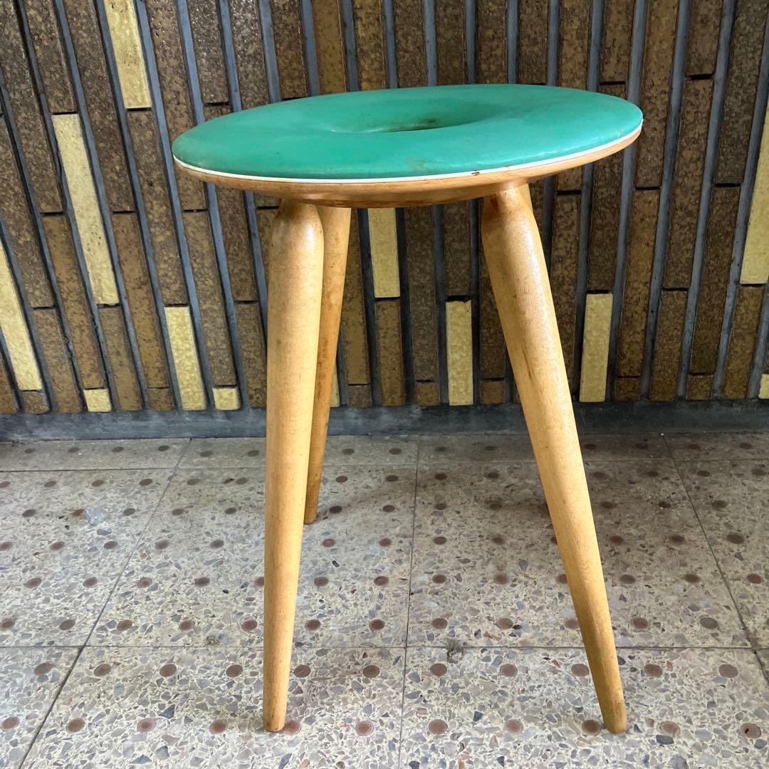 A-2 昭和レトロ 天童木工 リングスツール 椅子 古家具 ドーナツ椅子