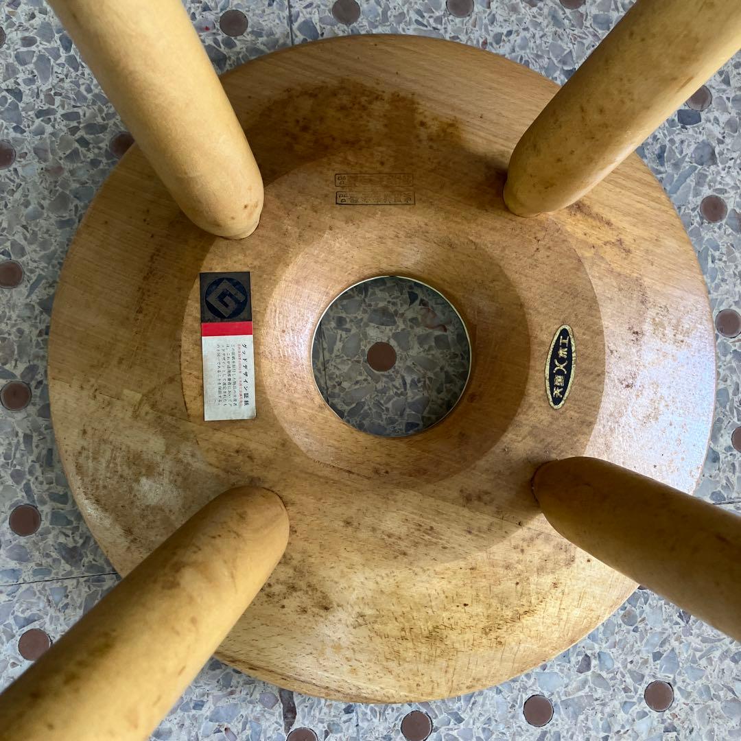 A-2 昭和レトロ 天童木工 リングスツール 椅子 古家具 ドーナツ椅子