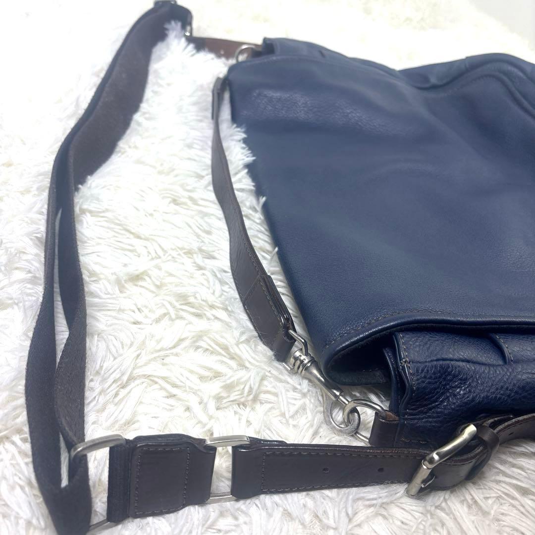 [美品] キアルージ　メッセンジャーバッグ　レザーシボ革　イタリア製　2way