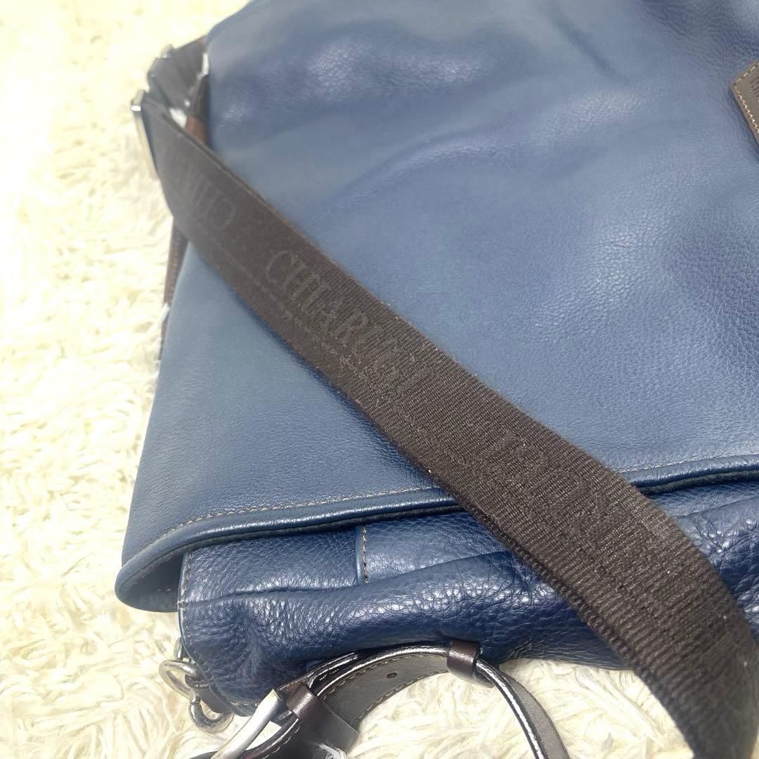 [美品] キアルージ　メッセンジャーバッグ　レザーシボ革　イタリア製　2way