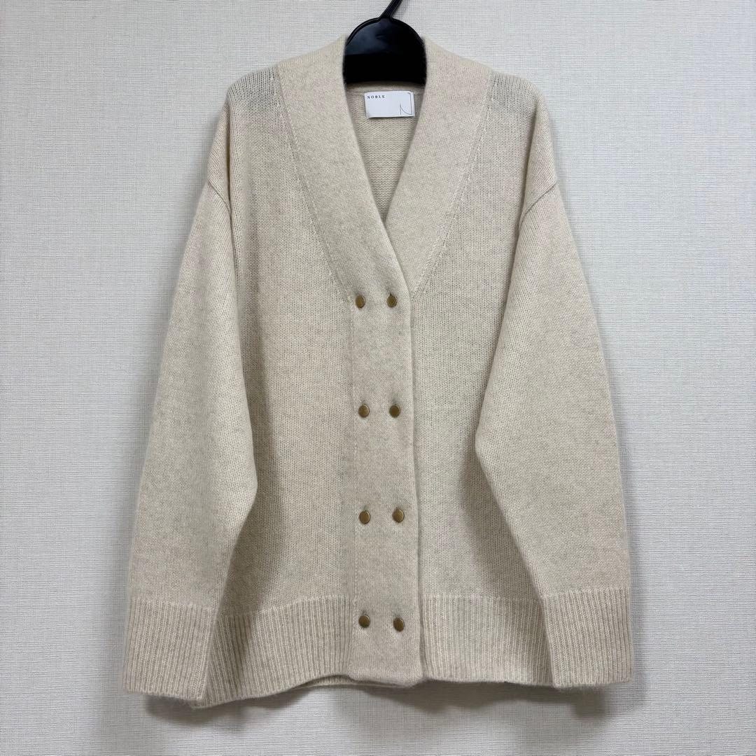 NOBLE YAK ヤク ダブルボタンニットカーディガン ホワイト アイボリー