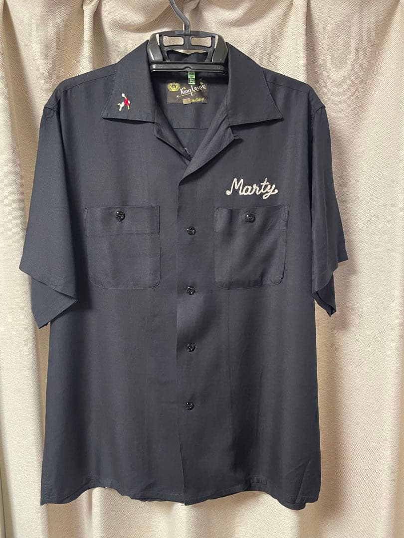 東洋実名復刻 King Louie キングルイ ブラック ボーリングシャツ　M