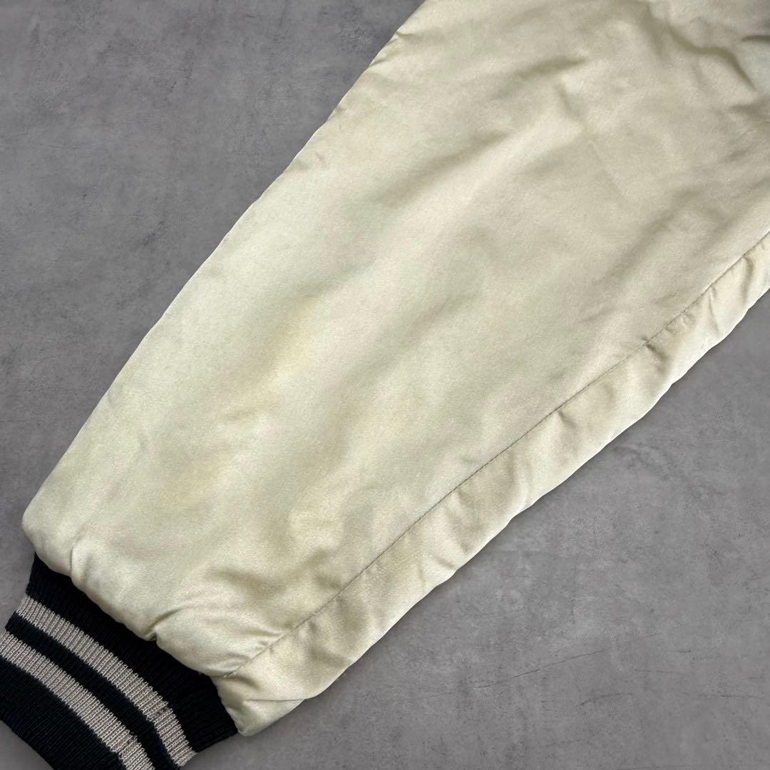 90s UNIFORM 鷹虎龍 総刺繍 スカジャン ブラック×クリーム XL