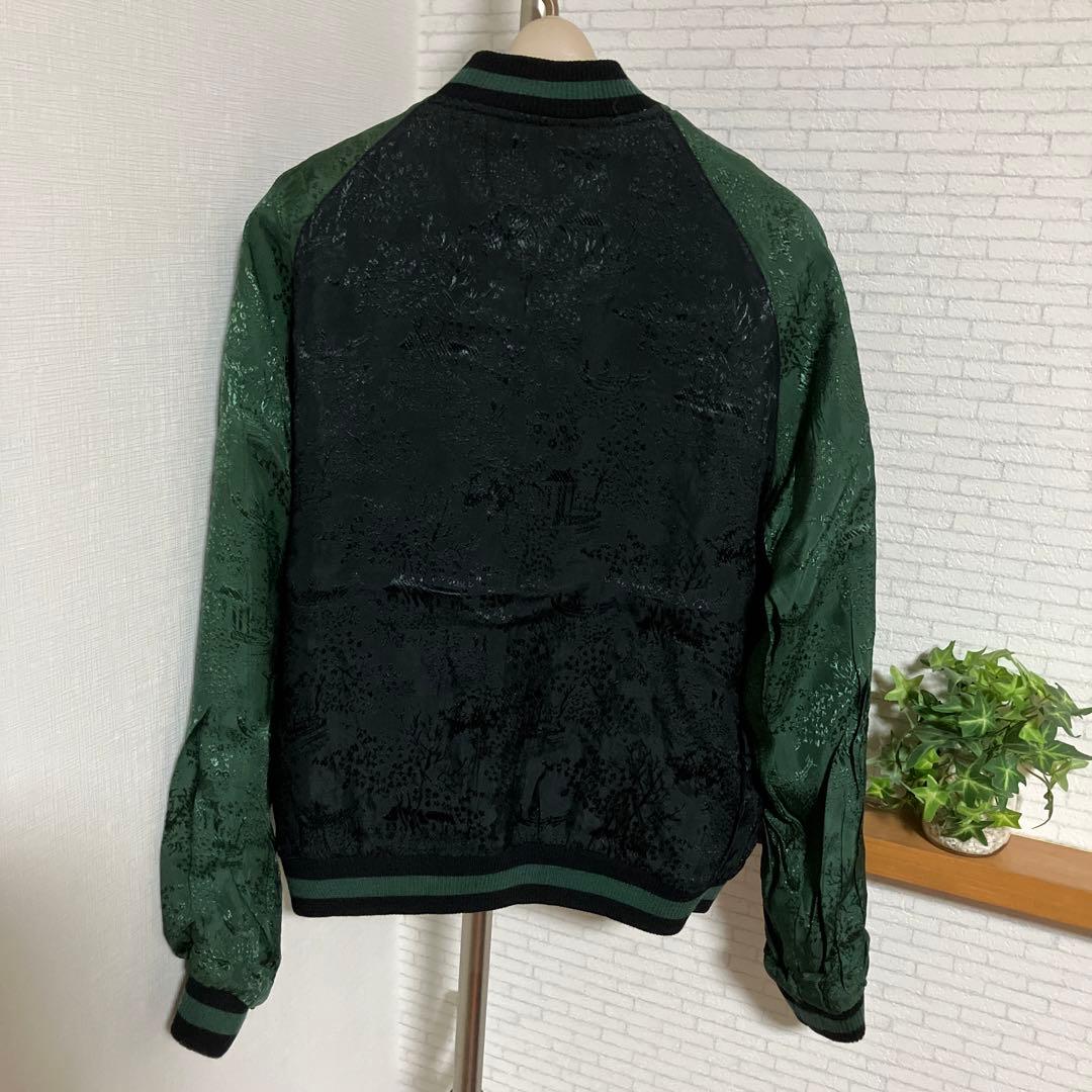 未使用　花旅楽団　スカジャン　リバーシブル　レーヨン　ジャガード織り　和柄　蝶