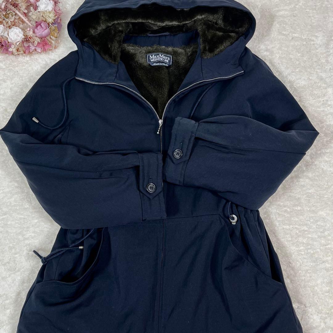 MaxMara Weekend フード付き 起毛 ショートコート 40 ネイビー