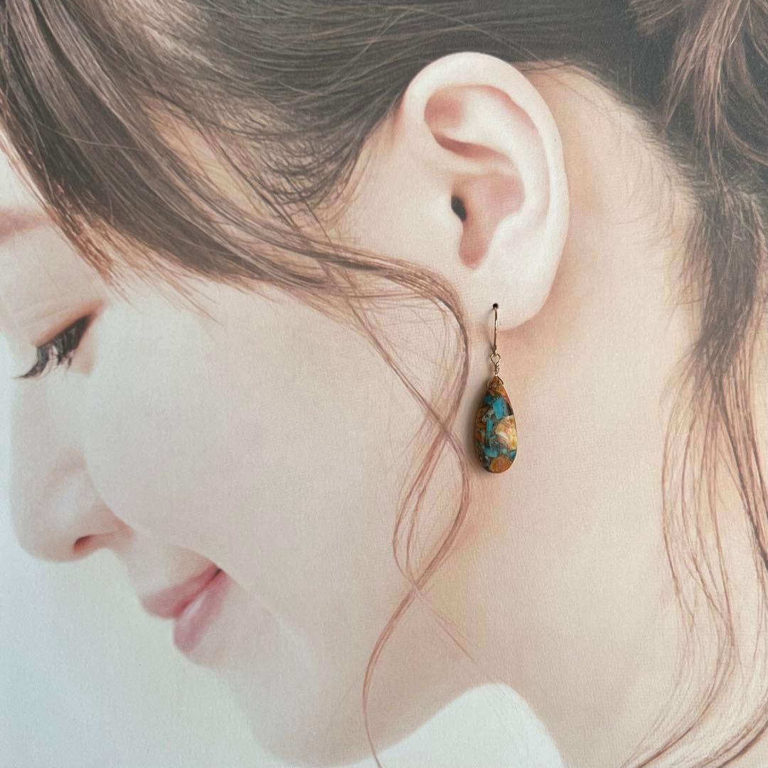 K10 オイスターカッパーターコイズ 10金 ハンドメイド ピアス