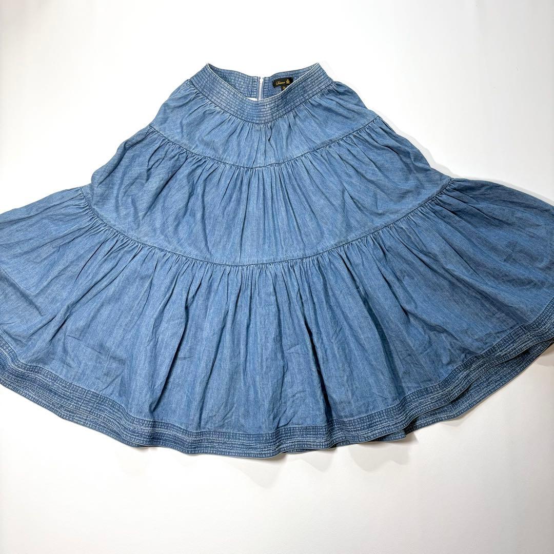 ドゥロワー Drawer ティアードデニムスカート 38 洗えます
