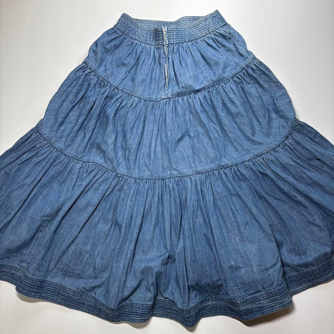 ドゥロワー Drawer ティアードデニムスカート 38 洗えます