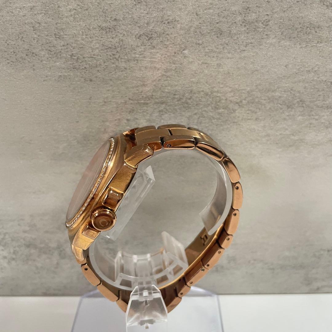 稼動品　COACH コーチ　ストーンベゼル　シグネチャー　ピンクゴールド　腕時計