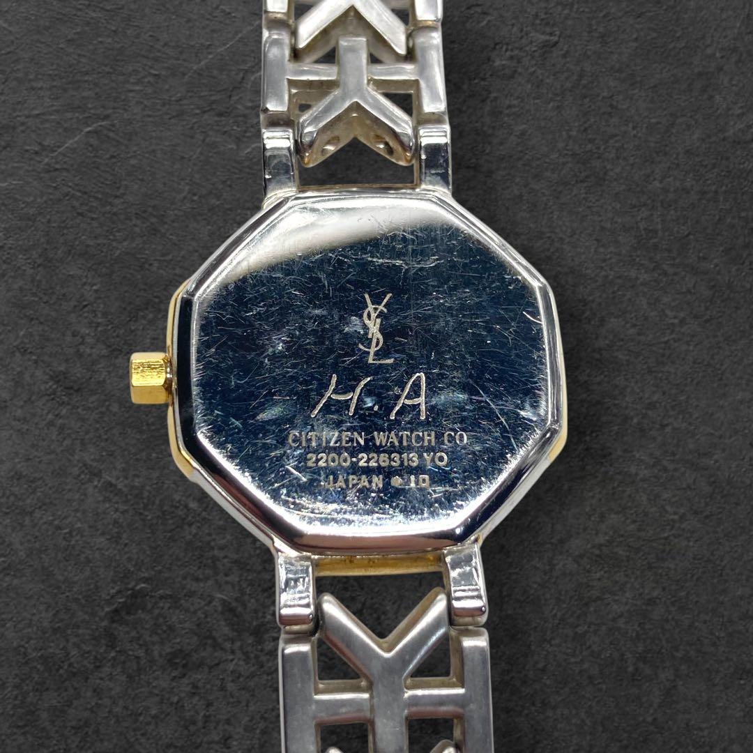 稼動品 イヴサンローラン YSL オクタゴン クォーツ腕時計 コンビ 256