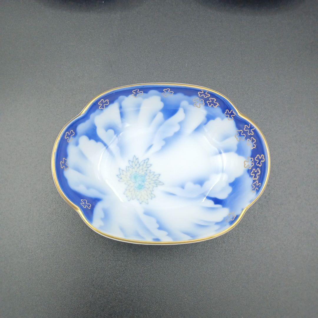 【なぎ】深川製磁　官窯牡丹金ミル　小付揃　 楕円小皿　10枚