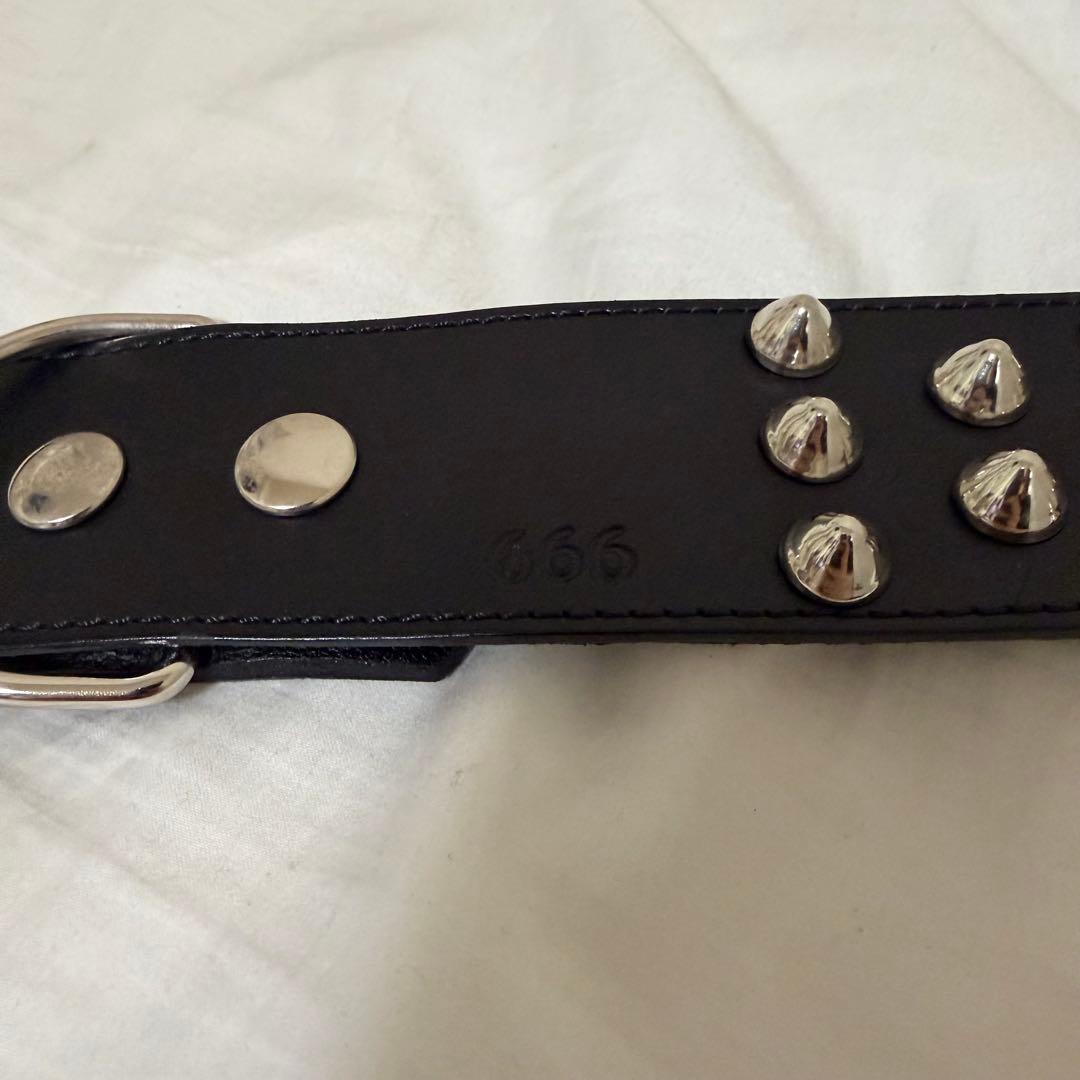 666 コニカルスタッズベルト 3×2連　サイズ：ML