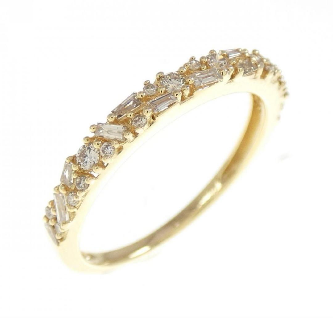 ハーフエタニティ　k18 ダイヤモンドリング　バケットカット　0.30ct